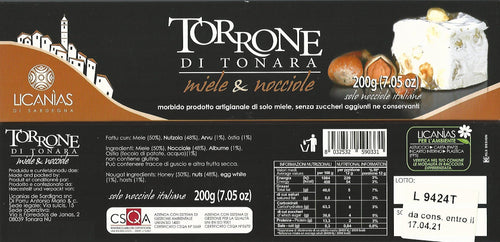 TORRONE DI TONARA MIELE & NOCCIOLE  ASTUCCIO DA 200 GR